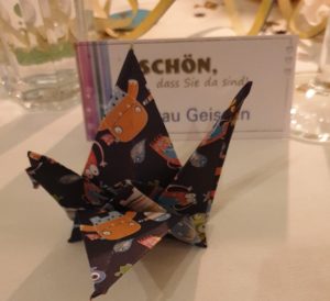 Origami-Kranich an Silvester im Dezember 2021