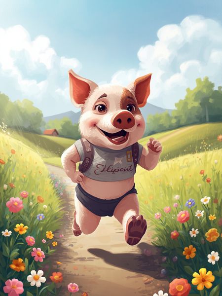 Joggende Schweinehündin, KI-generiert mit Canva